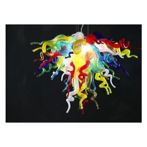 New Design Luxury LED Light Source Indoor Colored Art Deco Chihuly Style Hand Blown Murano Glass Chandelier Lamp