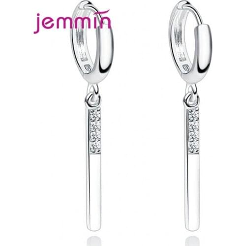 Top Quality 925 Sterling Silver Earrings Female Clear Zircon Geometric Long Earrings For Girls Lady Party Accessories