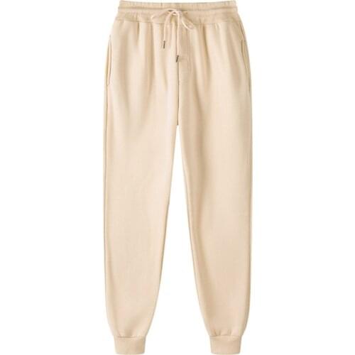 Autumn Winter Men 's Women 's Casual Trousers Fleece Thickening Trendy Fashionable Warm Sports Solid Color Sweatpants