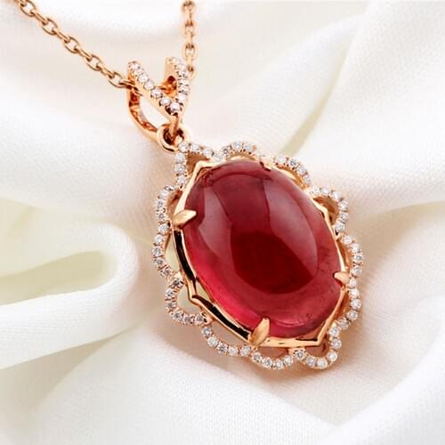 Red Ruby agate gemstones diamond pendant necklaces for women diamonds 18k Rose gold tone choker chain jewelry bague bijoux gifts