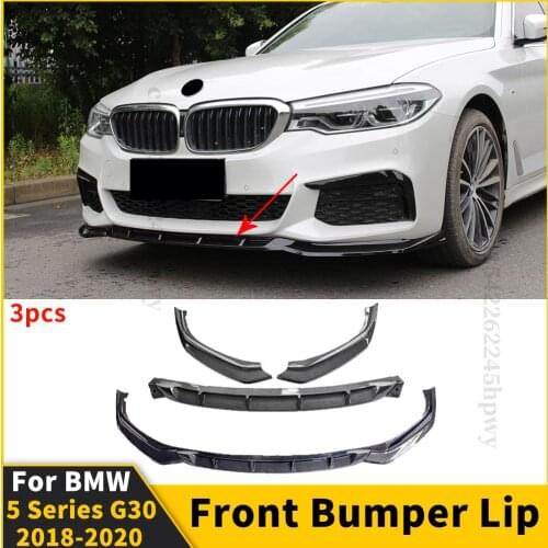 Front Bumper Lip Chin Carbon Fiber Look Body Kit Diffuser Spoiler Splitter Cover Deflector For BMW 5 Series G30 2018 2019 2020