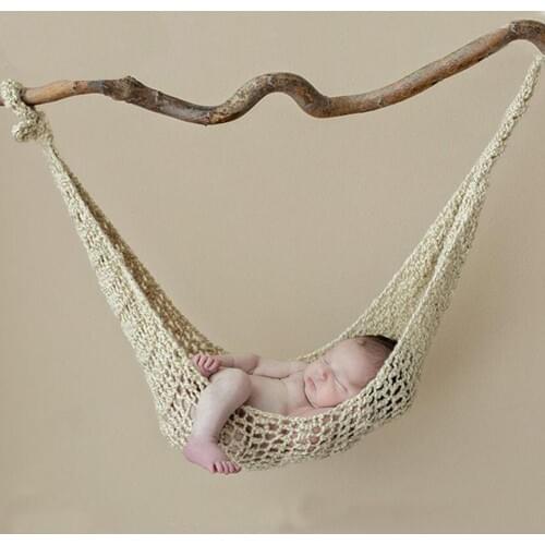 Portable Solid Color Newborn Baby Crochet Knit Hammock Hanging Cocoons Bed Photo Props Infant Kid Sleeping Bed