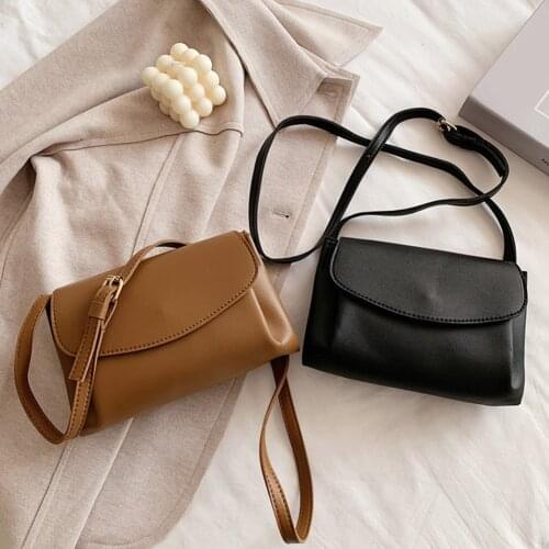 Popular Simple Female Daily Bag PU Leather Envelope Purse Solid Crossbody Tote Bag Flap Messenger Street Handbag