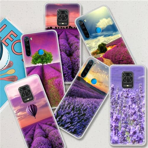 Shockproof Case for Xiaomi Redmi Note 9S 9 10 8 Pro 7 8T 9C 9A 8A 7A 6A K40 9T Soft Matte Phone Cover Purple Lavender Flower Sac