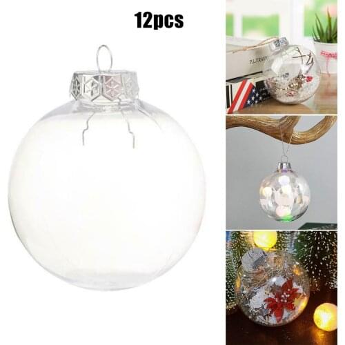 Transparent Christmas Ball Fillable DIY Lightweight Christmas Tree Pendant Creative Xmas Party Decoration TS2
