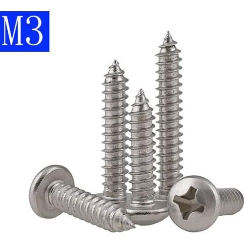 M3 304 Stainless Steel Phillips Cross Recessed PAN Head Self Tapping Screws DIN 7981