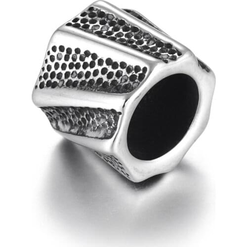 Stainless Steel Bead Twisted Polished 7mm Large Hole Metal Beads Charms for DIY Bracelet Jewelry Making Accessories