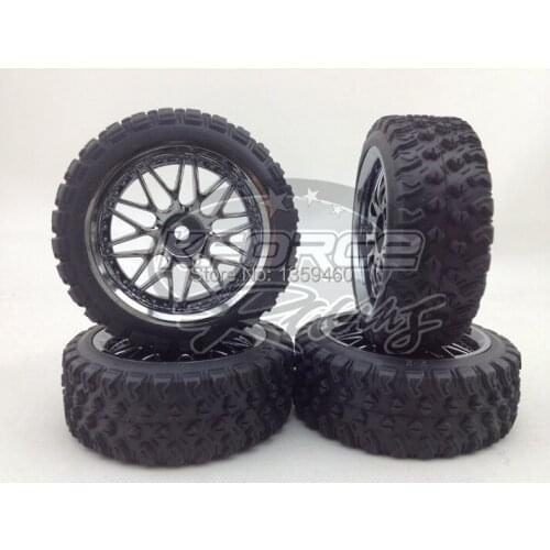 New Design Tire 4pcs 1/10 Rally Tires Tyre(Fighter)Wheel Rim 20 spoke (Chrome Gray Rim) fits for 1:10 Rally Car 1/10 Tire