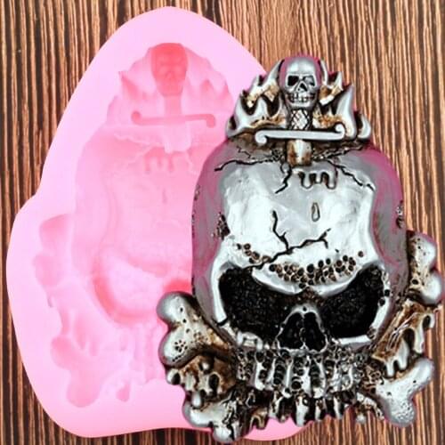 Halloween Skull Cross Silicone Molds DIY Fondant Cake Decorating Tools Chocolate Candy Moulds Resin Clay Soap Mould