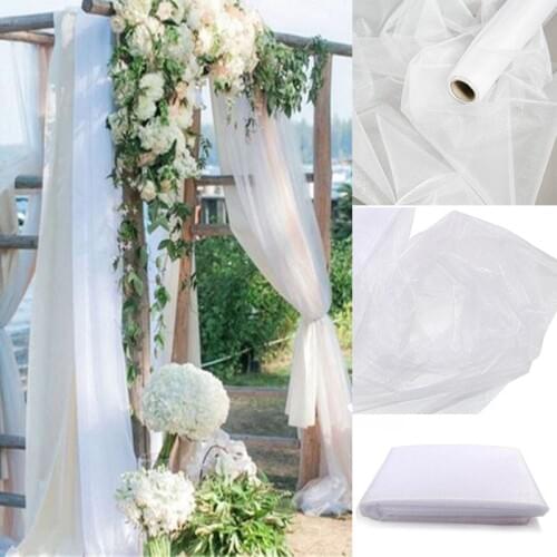 48cm x 10m Mariage Yarn Tulle Roll Sheer Crystal Organza Fabric DIY Girls Tutu Skirt for Wedding Birthday Party Decor Supplies