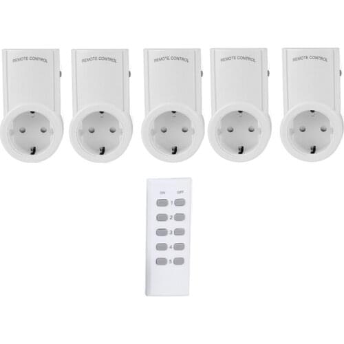 ESPLENTY Smart Plug Remote Control Wireless Outlet EU Socket (5 Socket+1 Remote)