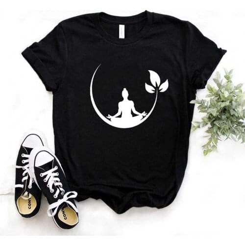 Women T Shirt Buddha Lotos Print Tshirt Women Short Sleeve O Neck Loose T-shirt Ladies Summer Causal Tee Shirt Clothes Tops