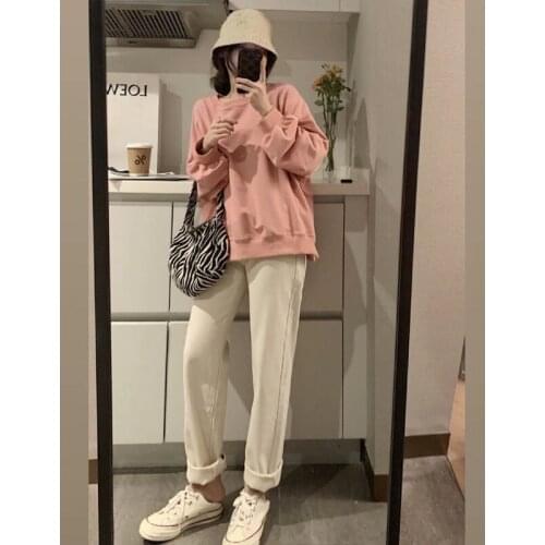 Women Sets Autumn Winter Casual 2 Pieces Outfits Fashion Sweet Simple Sweater Loose Straight Pants Student Clothes All-match