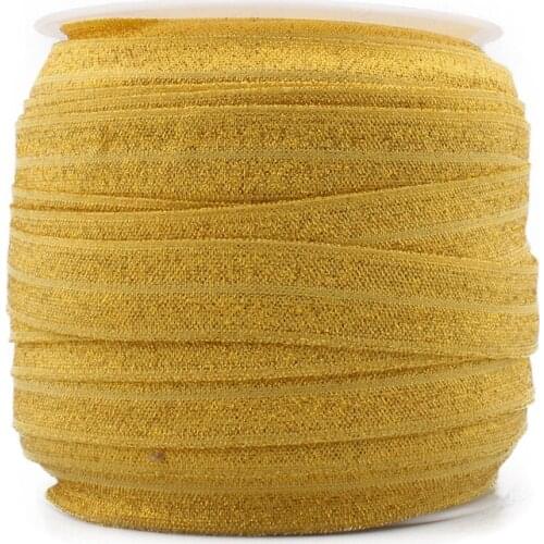 1PC=50Y 5/8"=15MM OEM Highly-flexible Elastic Glitter Velvet Ribbon Ornaments Solid Metallic Nylon Band for Hair Accessories