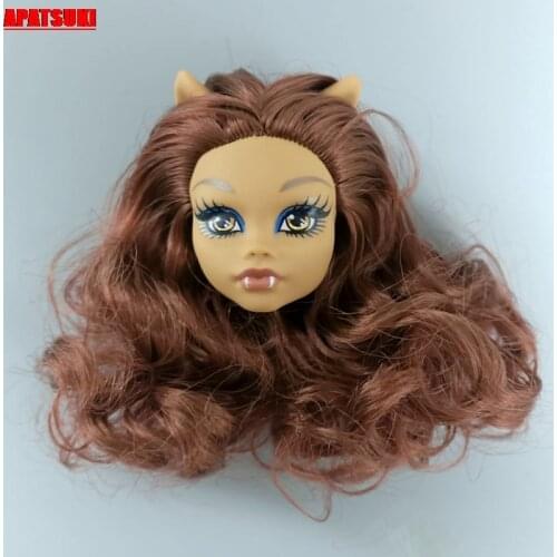 1pcs Brown Wavy Curls Wig Hair Make Up Doll Head for Monster High Doll Heads for Monster Doll Accessories for 1/6 BJD Dolls Toys