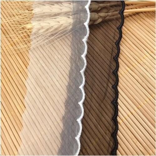 1Yards Embroidery Lace Fabric 4.5cm Mesh Lace Fabric Trim White Black Ribbon Collar Lace Trimmings Sewing encajes dentelle QZ5