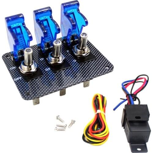 12V-24V Racing Car Blue LED Light Ignition Toggle Switch Panel Engine Kits