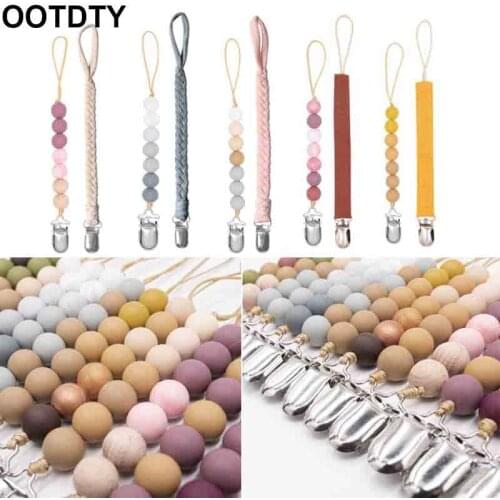 2 Pack Pacifier Clips Universal Sofy Braided Pacifier Holder & Silicone Beaded Binky Holder Teether Toy Leash Baby Shower Gift