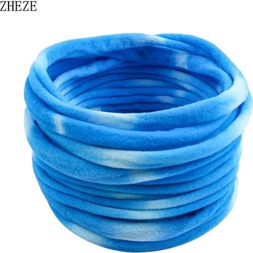 36Pcs/Lot NEW Soft Rainbow Color Headwear Stretchy Skinny Nylon Tie-Dye Headbands Baby Hairband Base Hair Accessories For Girls