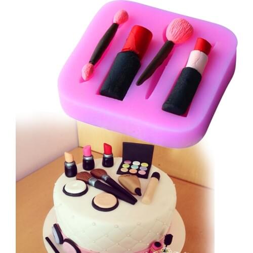 3D Fashion Ladies Lip Stick Nail Polish Eyebrow Pencil Make Up Sugarcraft Silicone Cake Cookies Fondant Decorating DIY Mold
