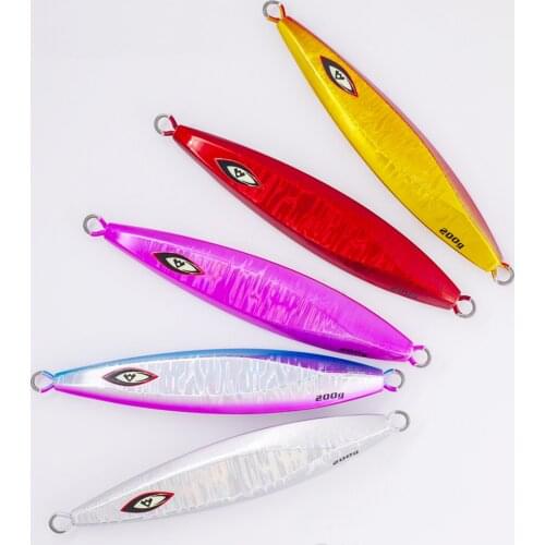 5PCS Deep Sea Fishing Zebra Glow Jigging Slow Sinking Jig Hook Lure Jigbait Spoon Baits 200/250/300G