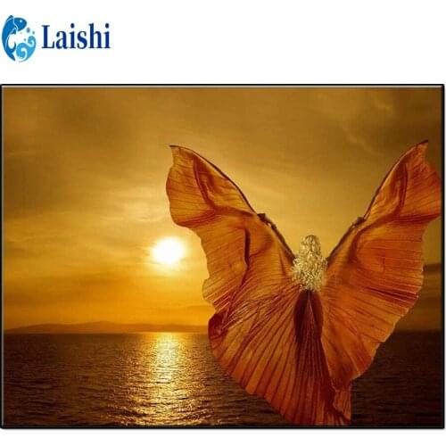 5D DIY Diamond Painting Fantasy dance girl by the sea at sunset Rhinestone Embroidery Cross Stitch Diamond Art Home Decoration