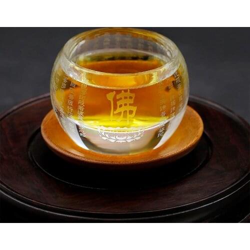 60ml Thickened Glass Kung Fu Tea Cup Chinese Buddhist Scriptures Cup Transparent Heat Resistant Teacup Small Tea Bowl Master Cup
