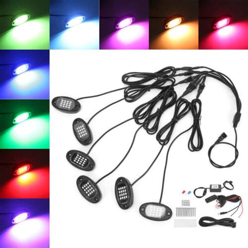 Auto Parts LED Rock Light Kit 1V6 Bluetooth Remote Control Colorful for Car Motorcycle Chassis RGB LED Rock Light