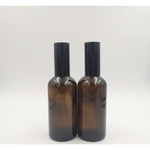 Free Shipping 2pcs 100ml / 3.4 oz. Amber Glass Spray Bottle with Atomizer, Fine Mist Spray for Perfume, Cleaning