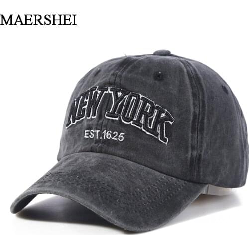 Washed 100% cotton baseball cap hat for women men vintage dad hat NEW YORK embroidery letter outdoor sports caps Maershei