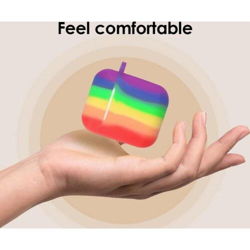 Rainbow Earphone Case Shockproof Color Soft Silicone Cover with keychain Protective Bluetooth Wireless for Apple Airpods 1 2