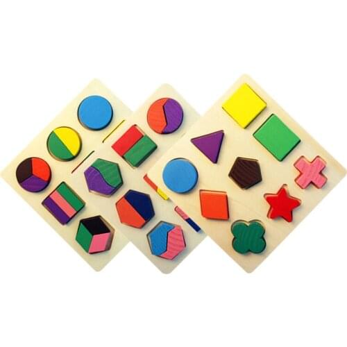 Children geometric shape cognitive educational toys colorful 3D wooden puzzle Kids early learning educational montessori toys