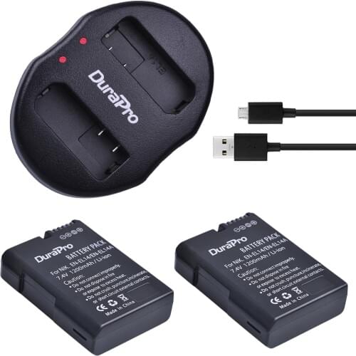 DuraPro 2Pc 1200mAH EN-EL14 EN EL14 Battery + Dual Charger For Nikon EOS D5500, D5300, D3300, D5100, D5200, D3100, D3200 Battery