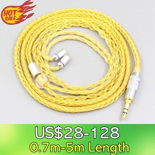 LN007360 16 Core OCC Gold Plated Braided Earphone Cable For 0.78mm Flat Step JH Audio JH16 Pro JH11 Pro 5 6 7 BA Custom