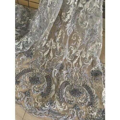Luxury African Tulle Lace Fabric SYJ-108887 embroidered African French Lace Fabric with beads