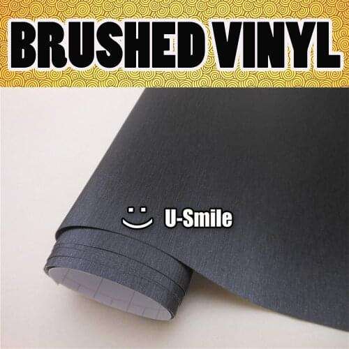 BEST Quality Black BRUSHED Aluminum Vinyl Vehicle Decal Car Wrap Sticker Bubble Free Size:1.52X30M/Roll