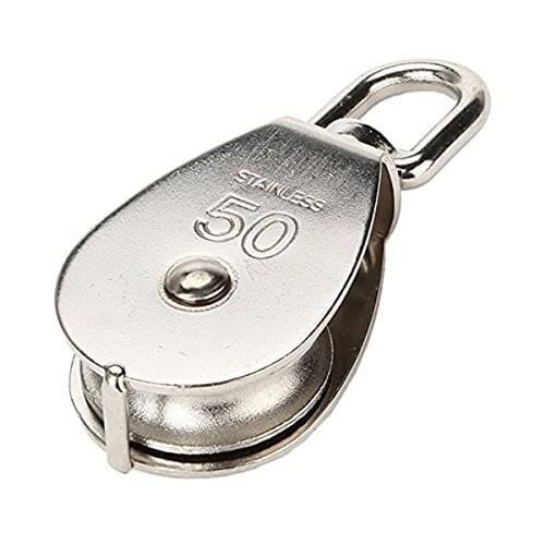 M50 Stainless Steel Single Wheel Swivel Pulley Block 400kg (Silver)