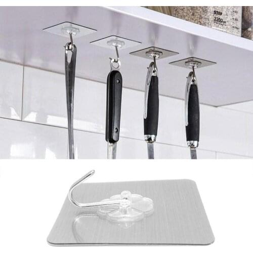 Brushed 6 * 6cm Hook Strong Adhesive Wall Hanging Load-bearing Non-marking Sucker Free Punch Kitchen Hook Wall Hook