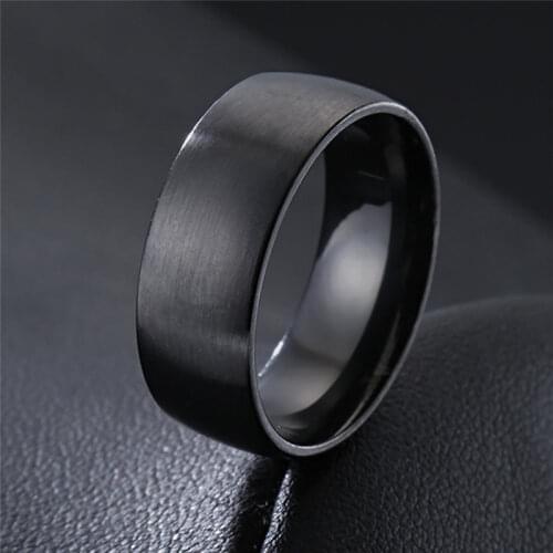 Modyle Fashion Mens Black Titanium Ring Matte Finished Classic Engagement Anel Jewelry For Male Wedding Bands