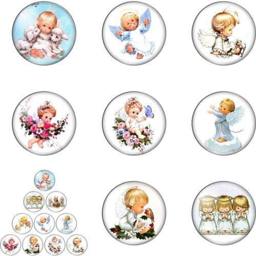 Fashion Cute Angel Lucky Baby 12mm/20mm/25mm/30mm Round Photo Glass Cabochon Demo Flat Back Making Findings