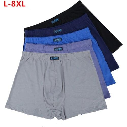 5pcs/set Large loose 8XL male cotton Underwears Boxers high waist breathable fat belts Big yards mens underwear plus size
