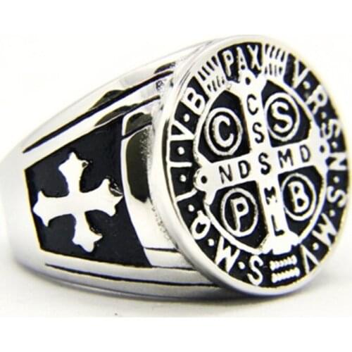 Latest Catholic Church Nursia St. Benedict Christian exorcism ring mens jewelry size 7-14