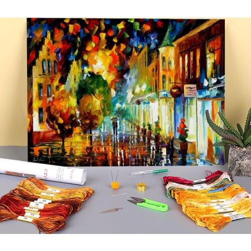 Night Attraction Printed 11CT Cross-Stitch Kit Embroidery DMC Threads Hobby Craft Knitting Handiwork Design Room Stamped