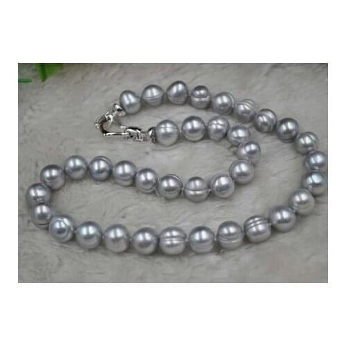 Wholesale 17" 9-10mm gray freshwater pearl necklace