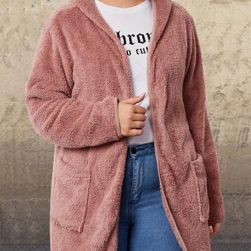 Winter New Coats Hooded Fleece Fluffy Button Warm Padded Jacket Women Casual Warm Casual Jacket Solid Parkas Outwear Plus Size