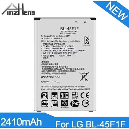 PINZHENG 2410mAh BL-45F1F Battery For LG k8 K4 K3 M160 LG Aristo MS210 2410mAh X230K M160 X240K LV3 (2017 version K8) Bateria