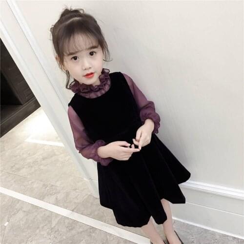 Girls Dress Spring Autumn Children Clothes 2020 Fashion Big Girls Vest Dress Set Kids Dress RT829