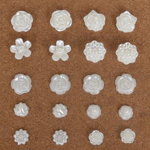 Factory Price Flat Back Cabochon Imitation Plastic ABS Pearl Beads flower beige for DIY Fashion Jewelry crafts Phone Decoration