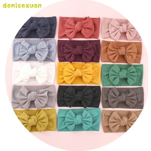 2021 New Braid Nylon Bow Headbands,vertical grain Solid Wide Nylon Headbands Turban, Baby Girls Head Wrap Hair Accessories