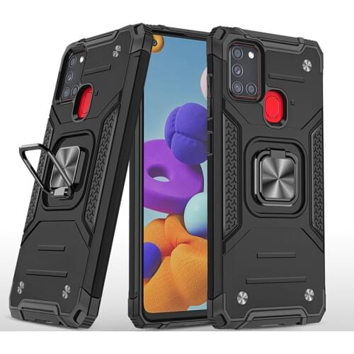Shockproof Case for Samsung Galaxy A21s A 21s A21 s Luxury Military Protection Armor Defender Magnet Car Holder Ring Case Cover